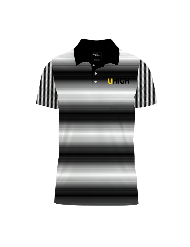 8901 - UHIGH Dri Fit Polo- Black and White Striped