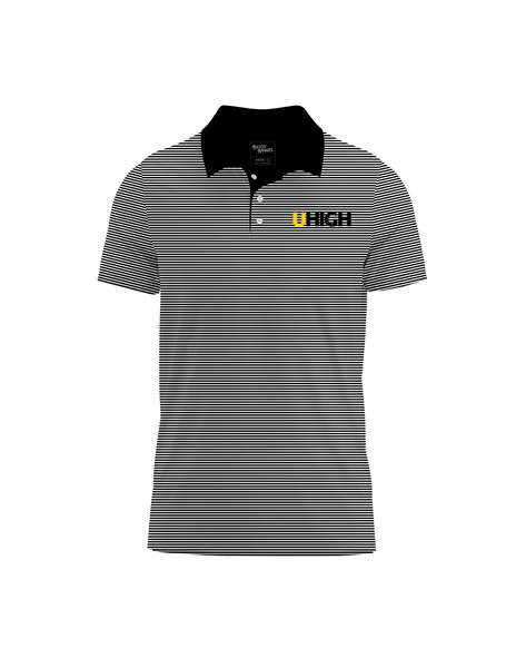 8901 - UHIGH Dri Fit Polo- Black and White Striped